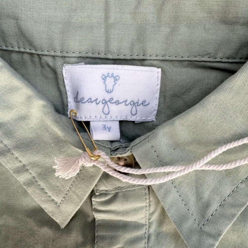 Dear Georgie Boys Sea Shirt Sage Green Long Sleeve Button Down Size 3Y NWT - Picture 3 of 6
